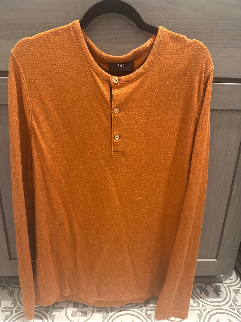 1901 Men's Long-Sleeve Henley Shirt - Burnt Orange